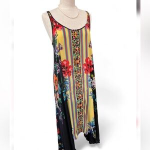 Johnny Was Border Print Floral Stripe Maxi
Handkerchief Hem Dress Size XS